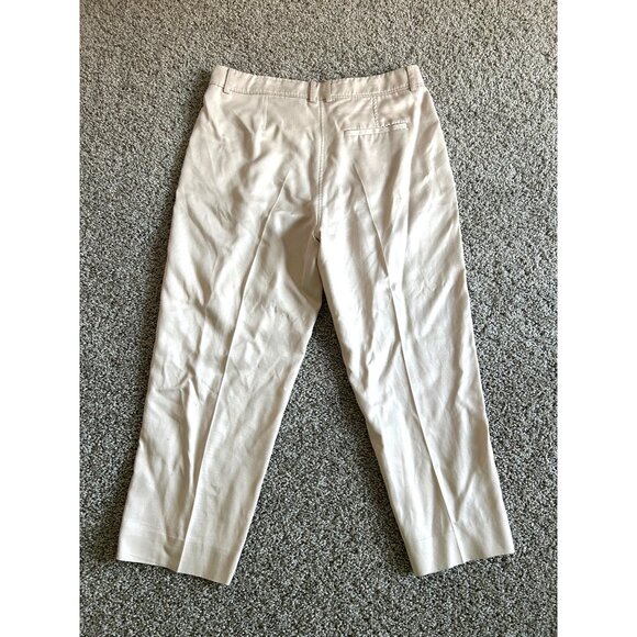 The Reset Women's Size M Pleated Trousers R Label Beige Lyocell Cropped Pockets - Picture 3 of 11